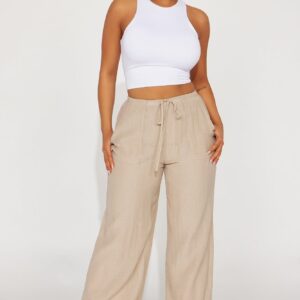 Vacay Babe Textured Wide Leg Pant - Taupe