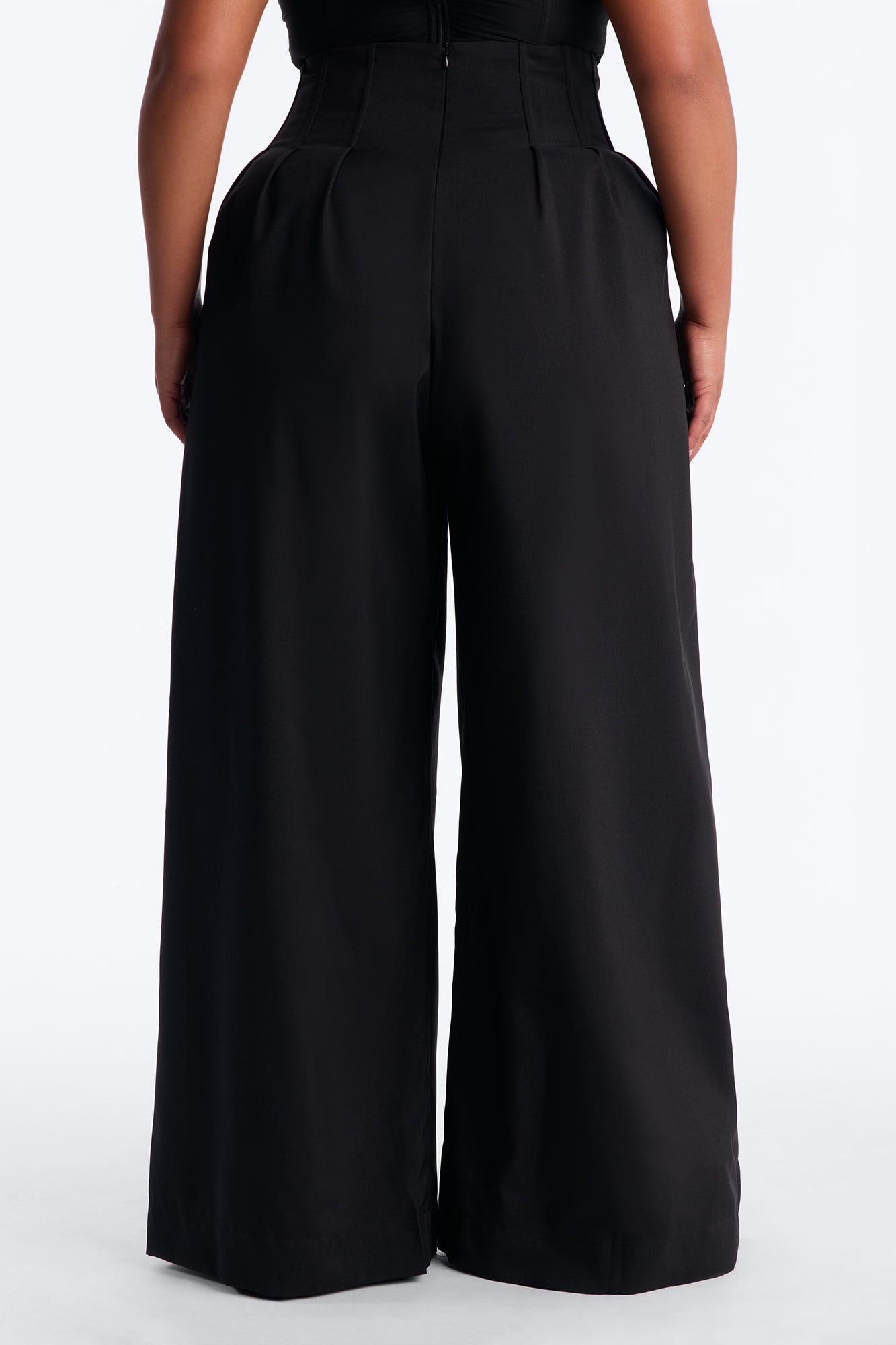Talia High Rise Corset Waist Wide Leg Pant 33″ - Black - Image 8