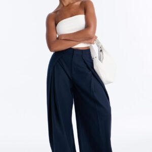 Executive Realness Pleated Wide Leg Trouser 33″ - Navy