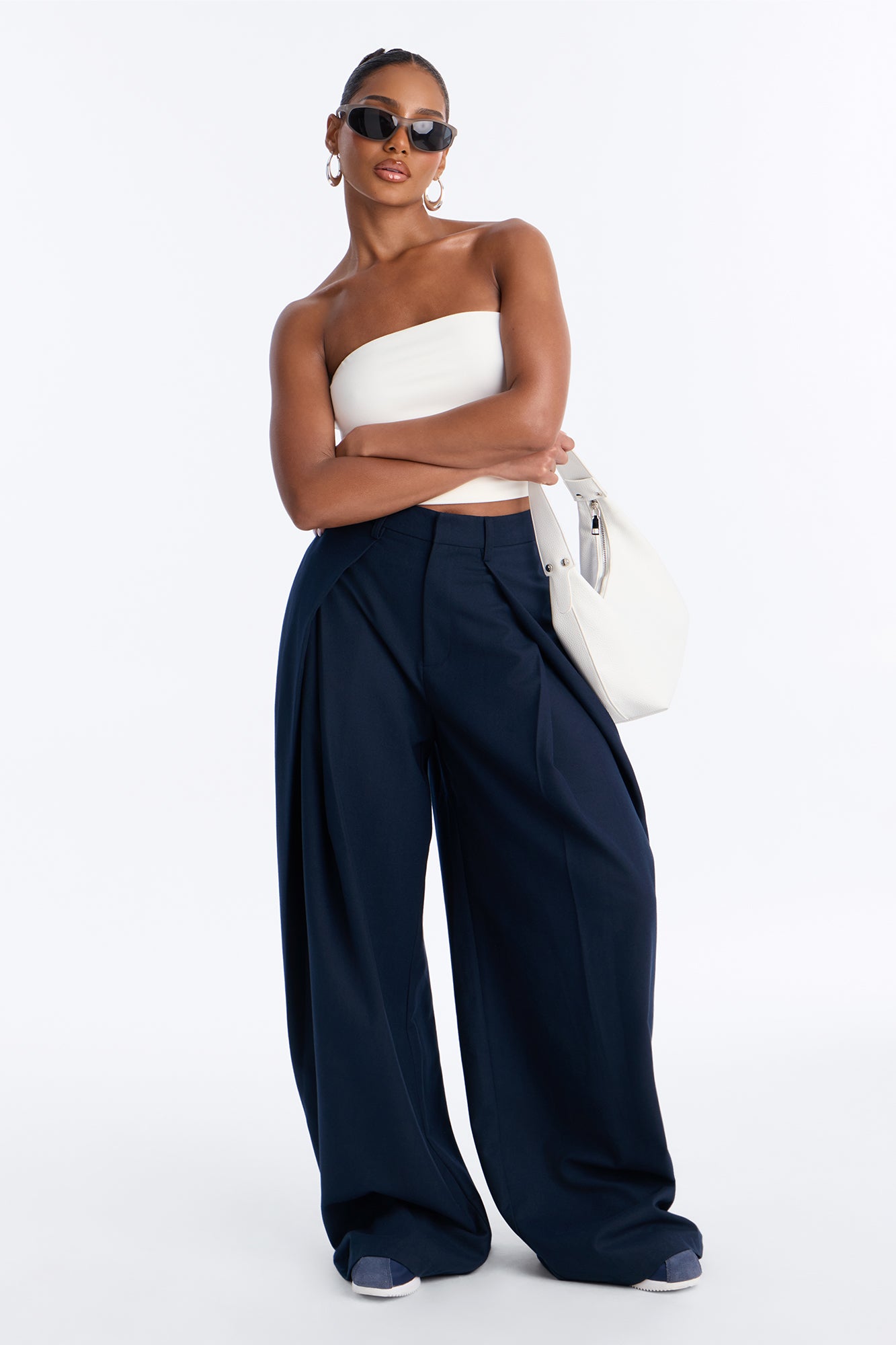 Executive Realness Pleated Wide Leg Trouser 33″ - Navy