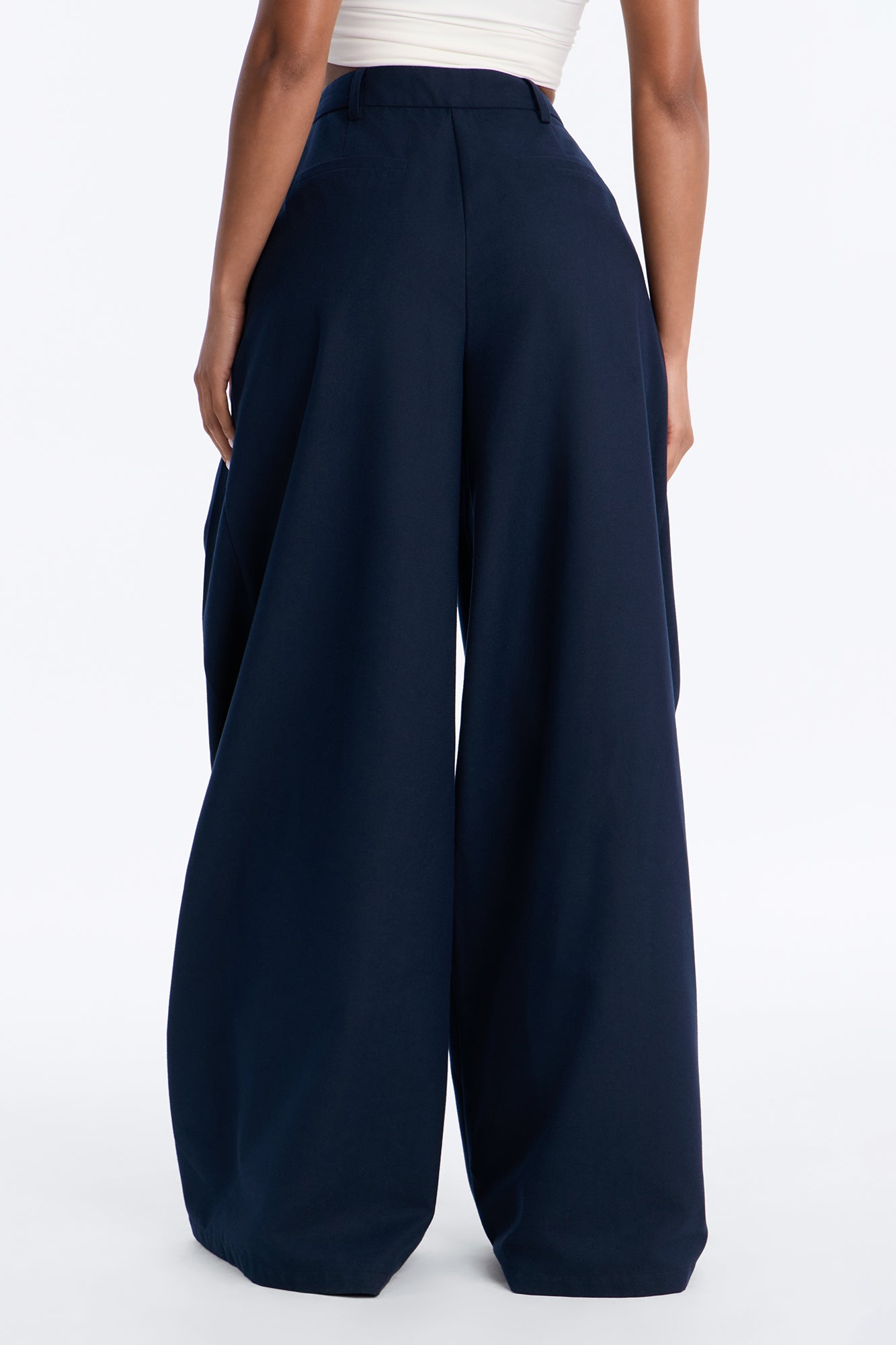 Executive Realness Pleated Wide Leg Trouser 33″ - Navy - Image 3
