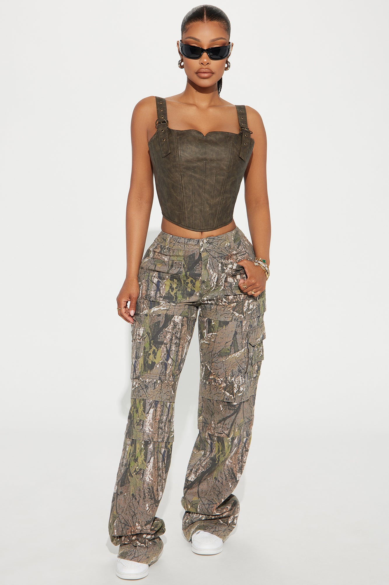 Tall Bree Camo Stretch Cargo Jean - Olive/combo - Image 2