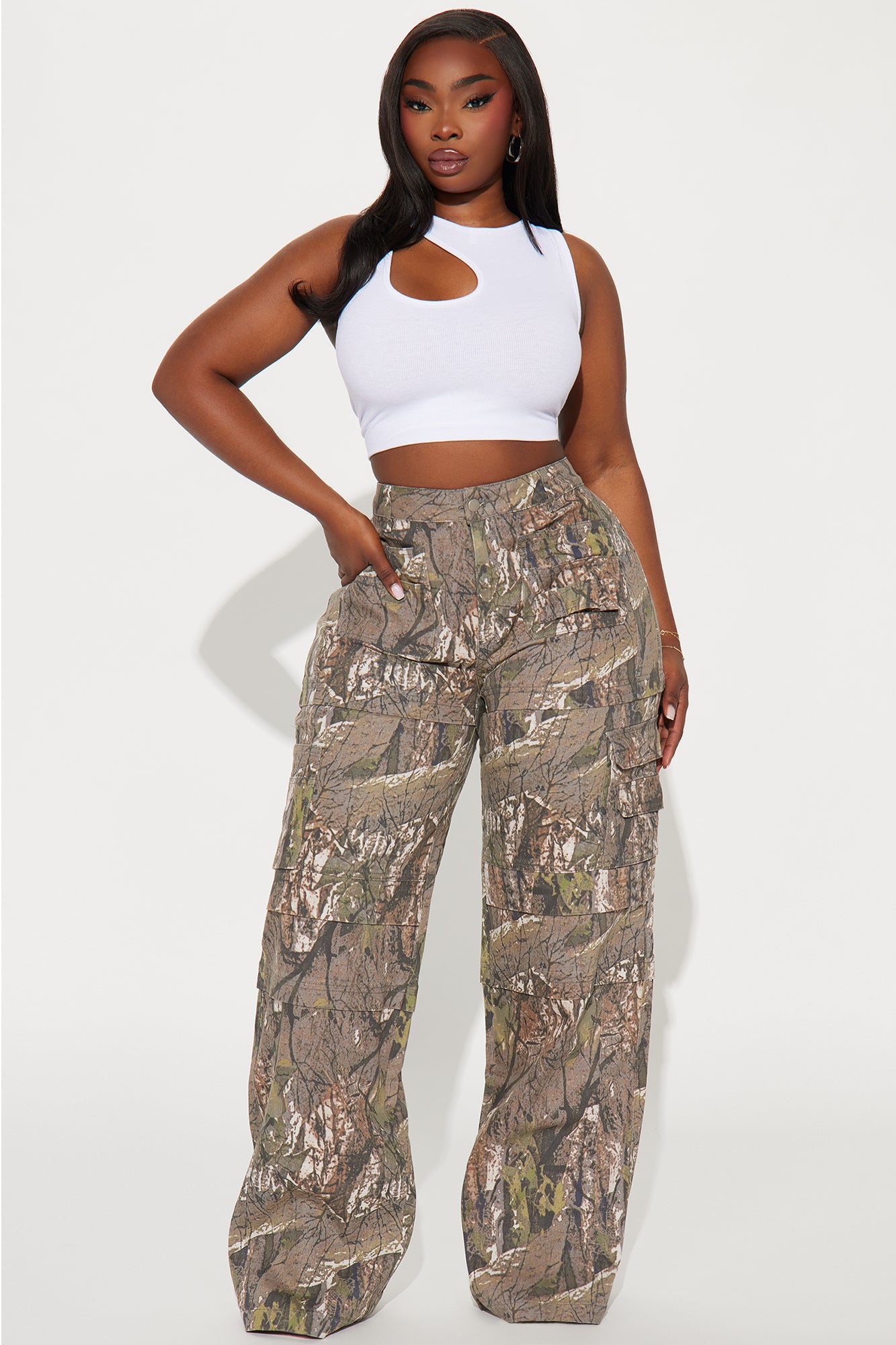 Tall Bree Camo Stretch Cargo Jean - Olive/combo - Image 5